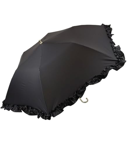 フリル付き黒い折りたたみ日傘 晴雨兼用折りたたみ日傘 フレアフリル(505929090)｜阪急百貨店